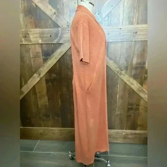 Poetry Short Sleeve V-Neck Hemp Organic Cotton Maxi Dress Chili Pink Size 6 - Picture 3 of 7